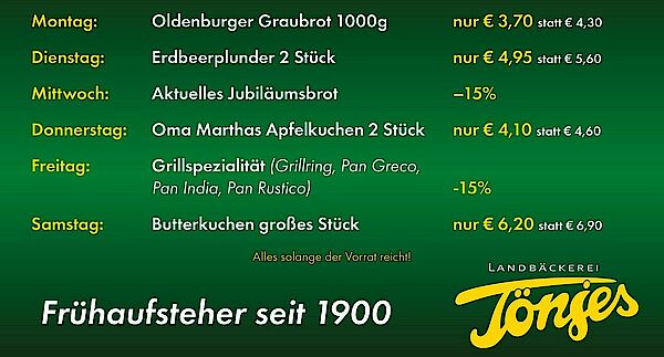 Tönjes Tages-Hits Juli bis September 2025