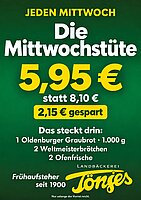 Mittwochstuete - 1 Oldenburger Graubrot, 2 Weltmeisterbrötchen und 2 Ofenfrische